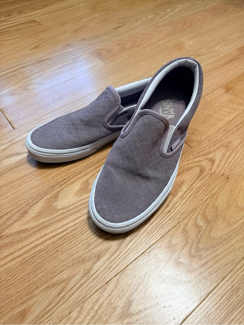 Vans Lavendar Suede Checker Slip-On Shoes